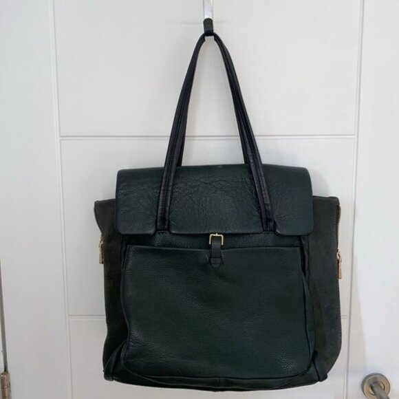 Zara Dark Green Thick 100% Pebble Cow Leather Tote bag - Picture 3 of 16